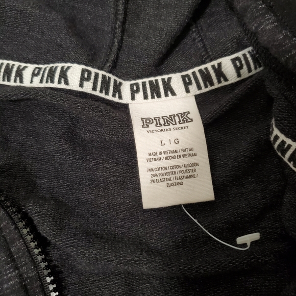 Victoria's Secret PINK Gray Full Zip Sweatshirt Size Large - Picture 3 of 5